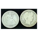1870 Seated Liberty Half Dollar And 1907 Barber Half Dollar