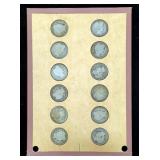 Barber Quarters, Qty 12, Years Include 1892 Qty 2, 1895 Qty 2, 1896, 1897, 1898 Qty 2, 1899, 1904, 1