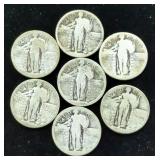 Standing Liberty Quarters, Qty 7