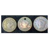 1817 Coronet Large Cent, 1846 And 1847 Braided Hair Large Cents