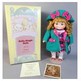 Goebel Dolly Dingle Musical Porcelain Doll, Numbered 245/500, 14" Tall, On Stand, With COA, In Box