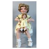 Danbury Mint Shirley Temple And Her Doll Porcelain Dolls, 14" Tall (Seated In Chair), In Box
