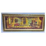 Van Hoople (American, b. 1935) Dimensional Painting On Board Of Historic Hallway, Framed, 65" Wide x