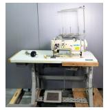 Juki LU-1560 120V 2-Needle Industrial Sewing Machine, With Spool Holder, Stand, And Motor, Powers On