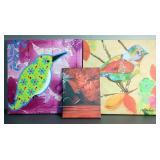 Canvas Wall Art Of Birds And Mountains, Total Qty 3, Sizes 24" x 24" (2) And 11.75" x 15.75"