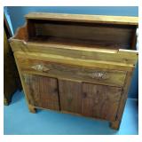 Handcrafted Single Drawer Dry Sink Style Two Door Wood Cabinet, 38" x 39" x 18"