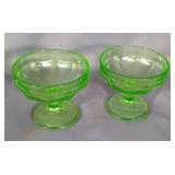 Federal Glass Uranium Vaseline Sherbet Glasses, Qty 2