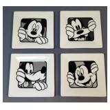 Disney Mickey Mouse And Goofy Canape Square Dishes, Qty 4, New In Box