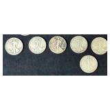 Walking Liberty Half Dollars, Dated 1941 (2), 1943 (3), 1945 (1) & 1947 (1), Total Qty 7 Coins