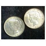 1922 Peace Dollars, Qty 2