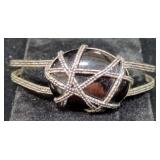 Sterling Silver Bracelet With Dark Stone, Approx 30.93 g Total Weight Including Stone