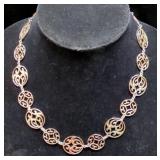 Sterling Silver Necklace With Scroll Work Design, 19" Long, Approx 37.09 g Total Weight