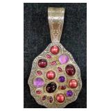 Sterling Silver Charm With Various Color Stones, Approx 34.45 g Total Weight Including Stones