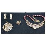 Costume Jewelry Necklaces And Earrings, Various Styles, Various Colored Stones