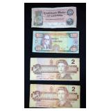 Lincoln Wheat Penny Coins, Some Are Steel, Contents Of Spice Jar, Foreign Paper Currency, And Foreig