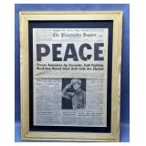 Framed Philadelphia Inquirer WWII Newspaper Article Announcing The End Of The War, Dated August 15th