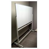 Magnetic Dual Sided Rolling Locking Whiteboard, 74.5" X 24" X 72"