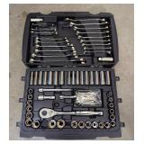 Husky Socket And Combination Wrench Set, In Hard Sided Carrying Case