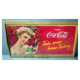 1950s Original Coca-Cola Cardstock Sign, Framed, 57.75" x 32"
