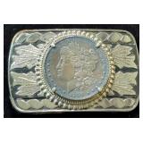 1898 Morgan Silver Dollar Mounted In Belt Buckle