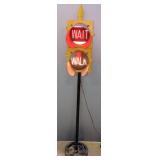 Econo-Lite Wait And Walk Traffic Sign On Pole, Wait Light Flashes, Walk Light Steady, 69" x 10" x 14