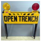 Open Trench Econo-Flasher Folding Sign, 43.5" High x 36" Wide