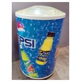 Pepsi Insulated Portable Round Barrel Beverage Cooler / Merchandiser With Lid And Casters, 41" High 