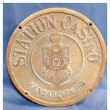 Vintage Kansas City Station Casino Brass Medallion, 10.25" Diameter