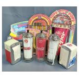 Vintage Diner Style Napkin And Straw Dispensers, Paper Dr. Pepper Promotional Sign And More