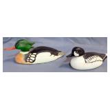 Hand Carved Goldeneye And Merganser Wood Ducks By Peter Brown