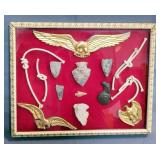 Arrowhead Assortment With Eagle Figures In Felt Backed Display Box, 8" x 10"