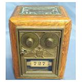 Decorative Coin Bank With Combination Locking Front, Crafted From U.S. Postal Box, 6.5" x 5" x 4"