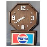 Vintage Pepsi Wall Clock, 19" x 13"