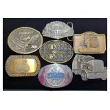 Trucking And Transportation Theme Belt Buckles, Brass And Steel, Includes Freightliner, Mack, Union 