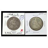 1855 O And 1856 O Seated Liberty Half Dollar