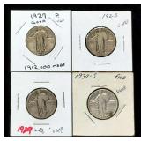 Standing Liberty Quarters, Qty 4, Includes 1927,1928,1929,1930