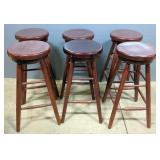 Wood Turntop Barstools From Kansas City Stations Casino, 30" Tall x 13" Dia, Qty 6