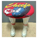 Handmade Kansas City Chiefs Stool With Legs And Shoes, 18" x 17" x 12"