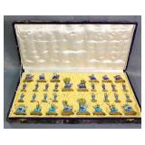 Vintage Minakari Enameled Chess Set, In Padded Case