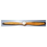 Airplane Propeller With Westclox Clock, Powers On, 74" Wood And Brass Propeller Is Not A Reproductio