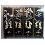 Oriental Black Lacquer Wall Panels, Qty 4, All Measure 36" x 12"