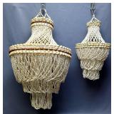 Puka Shell Macrame Style Hanging Light, And Puka Pendant Fixture