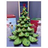 Christmas Decor Including Vintage 2 Piece 16" Lighted Christmas Tree