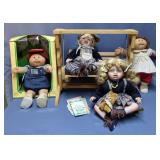 Cabbage Patch Dolls, Henry Burgess And Genevieve Shelly, Both With Birth Certificates, Porcelain Swa