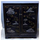 Oriental Themed 2 Door Media Cabinet, 35" x 31.5" x 20.5"