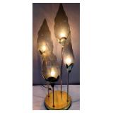 Brass Toned 4-Light Glass Leaf Table Lamp, 36" Tall