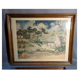 Vincent Van Gogh Farmhouse Print, Framed Under Glass, 25" x 31", And J R Hamil Kansas City Country C