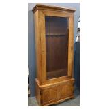 Wood Gun Cabinet With Glass Door And Lower Storage Area, Holds 6 Longarms, With Key, 72.5" H x 30" W