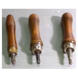 Primer Pocket Prep Tools With Wood Handles, Qty 3, Includes Small, Large, And Brush