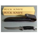 Buck 121 Fixed Blade Knife, 5.5" Blade, In Leather Sheath